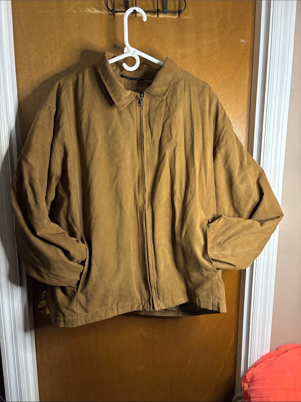 London Fog Men's Suede Zip Front Jacket in Tan Brown